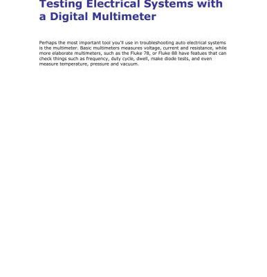 خرید و دانلود نسخه کامل کتاب Testing Electrical Systems with a Digital Multimeter