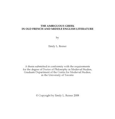 خرید و دانلود نسخه کامل کتاب The ambiguous Greek in Old French and Middle English literature