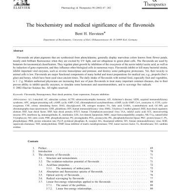 خرید و دانلود نسخه کامل کتاب The Biochemistry & Medical Significance Of The Flavonoids Havsteen [Article]