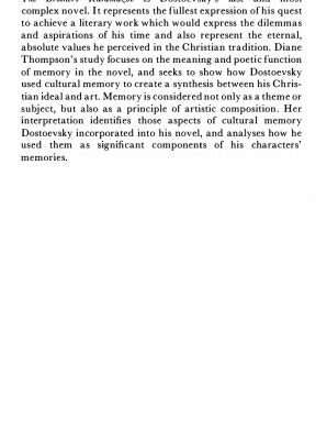 خرید و دانلود نسخه کامل کتاب The Brothers Karamazov and the Poetics of Memory