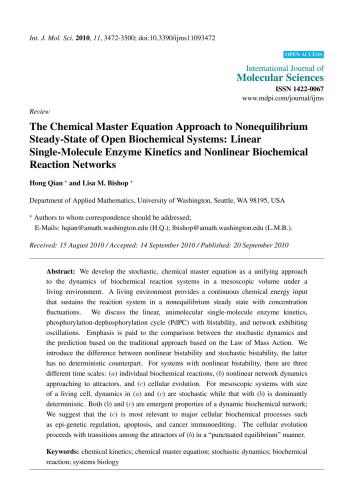 خرید و دانلود نسخه کامل کتاب The Chemical Master Equation Approach to Nonequilibrium Steady-State of Open Biochemical Systems: Linear Single-Molecule Enzyme Kinetics and Nonlinear Biochemical Reaction Networks_68e625a57258a.jpeg خرید و دانلود نسخه کامل کتاب The Chemical Master Equation Approach to Nonequilibrium Steady-State of Open Biochemical Systems: Linear Single-Molecule Enzyme Kinetics and Nonlinear Biochemical Reaction Networks