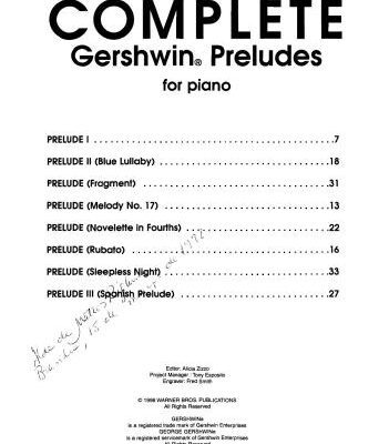 خرید و دانلود نسخه کامل کتاب The Complete Gershwin Preludes For Piano