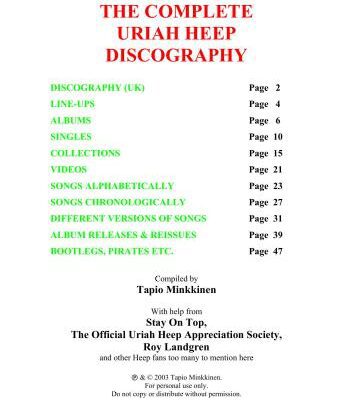 خرید و دانلود نسخه کامل کتاب The complete Uriah Heep discography 1970 – 2002