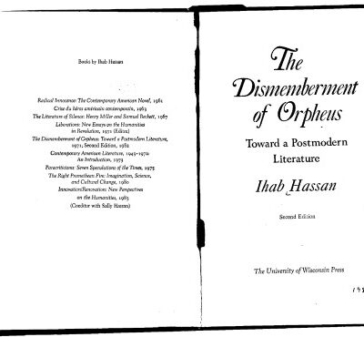 خرید و دانلود نسخه کامل کتاب The Dismemberment of Orpheus: Toward a Postmodern Literature