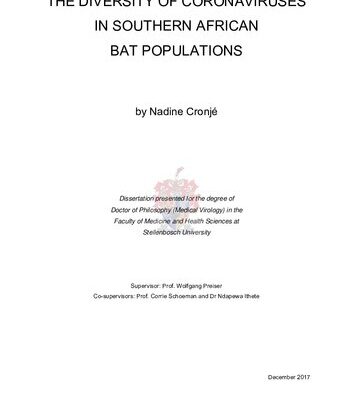 خرید و دانلود نسخه کامل کتاب THE DIVERSITY OF CORONAVIRUSES IN SOUTHERN AFRICAN BAT POPULATIONS