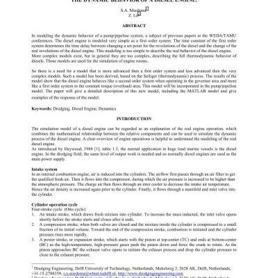 خرید و دانلود نسخه کامل کتاب The Dynamic Behavior of a Diesel Engine