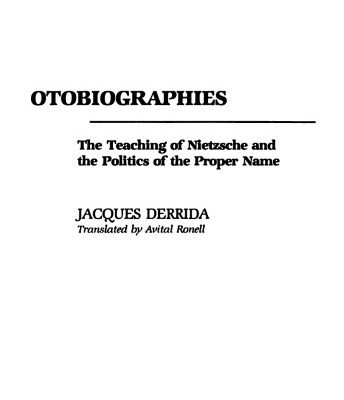 خرید و دانلود نسخه کامل کتاب The Ear of the Other: Otobiography, Transference, Translation