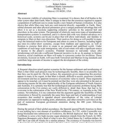 خرید و دانلود نسخه کامل کتاب The Economic Viability of Mars Colonization