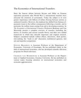 خرید و دانلود نسخه کامل کتاب The Economics of International Transfers