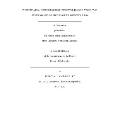 خرید و دانلود نسخه کامل کتاب The education of noble girls in medieval France: Vincent of Beauvais and “De eruditione filiorum nobilium”