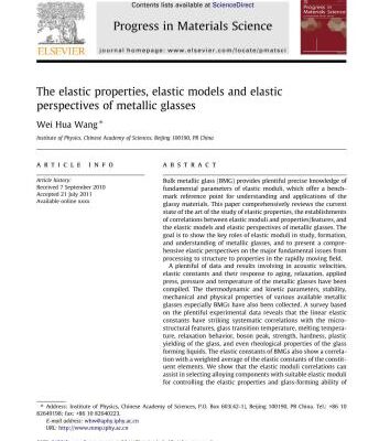 خرید و دانلود نسخه کامل کتاب The elastic properties, elastic models and elastic perspectives of metallic glasses