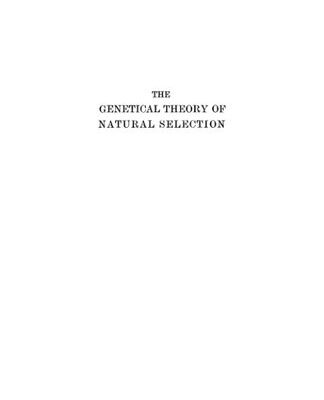 خرید و دانلود نسخه کامل کتاب The genetical theory of natural selection