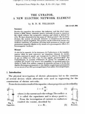خرید و دانلود نسخه کامل کتاب The Gyrator, a new electric network element