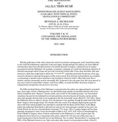 خرید و دانلود نسخه کامل کتاب The Mathnawi of Jalalud’Din Rumi: Containing the Commentary of the First to Sixth Books of the Mathnawi with Indices v. 5-6
