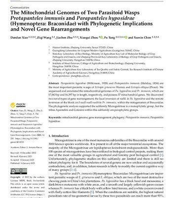 خرید و دانلود نسخه کامل کتاب The Mitochondrial Genomes of Two Parasitoid Wasps Protapanteles immunis and Parapanteles hyposidrae (Hymenoptera: Braconidae) with Phylogenetic Implications and Novel Gene Rearrangements