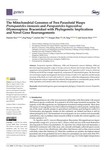 خرید و دانلود نسخه کامل کتاب The Mitochondrial Genomes of Two Parasitoid Wasps Protapanteles immunis and Parapanteles hyposidrae (Hymenoptera: Braconidae) with Phylogenetic Implications and Novel Gene Rearrangements_68e753ce52e44.jpeg خرید و دانلود نسخه کامل کتاب The Mitochondrial Genomes of Two Parasitoid Wasps Protapanteles immunis and Parapanteles hyposidrae (Hymenoptera: Braconidae) with Phylogenetic Implications and Novel Gene Rearrangements