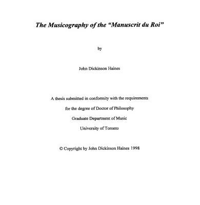 خرید و دانلود نسخه کامل کتاب The musicography of the “Manuscrit du Roi”