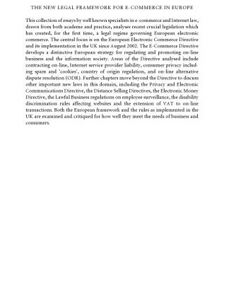 خرید و دانلود نسخه کامل کتاب The New Legal Framework For E-commerce In Europe