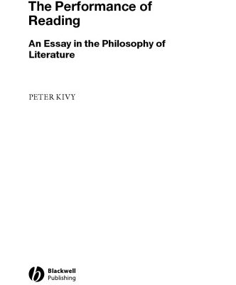 خرید و دانلود نسخه کامل کتاب The Performance of Reading: An Essay in the Philosophy of Literature (New Directions in Aesthetics)
