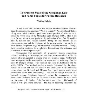 خرید و دانلود نسخه کامل کتاب The present state of the Mongolian epic and some topics for future research