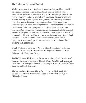 خرید و دانلود نسخه کامل کتاب The Production Ecology of Wetlands: The IBP Synthesis