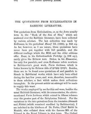خرید و دانلود نسخه کامل کتاب The Quotations from Ecclesiasticus in Rabbinic Literature