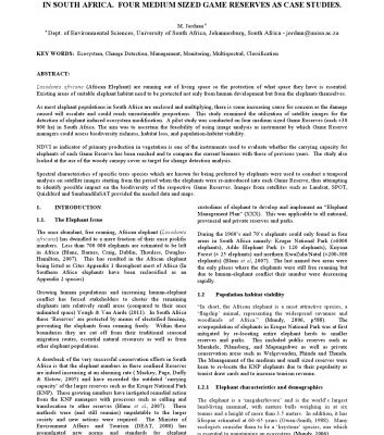خرید و دانلود نسخه کامل کتاب The Role Of Remote Sensing For Sustainable Elephant Management In South Africa – Four Medium Sized Game Reserves As Case Studies
