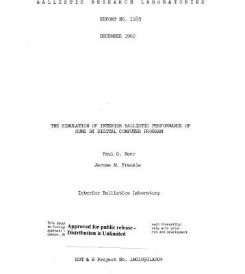 خرید و دانلود نسخه کامل کتاب The simulation of interior ballistic performance of guns by digital computer program