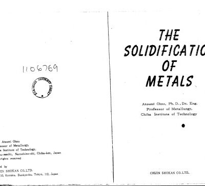 خرید و دانلود نسخه کامل کتاب The Solidificaton of Metals
