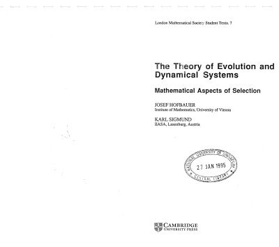 خرید و دانلود نسخه کامل کتاب The Theory of Evolution and Dynamical Systems: Mathematical Aspects of Selection