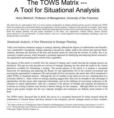 خرید و دانلود نسخه کامل کتاب The TOWS Matrix – a tool for situational analysis