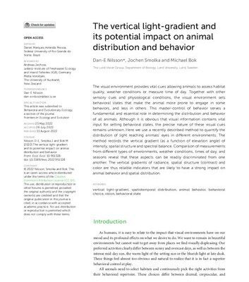 خرید و دانلود نسخه کامل کتاب The vertical light-gradient and its potential impact on animal distribution and behavior