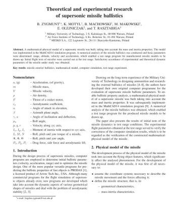 خرید و دانلود نسخه کامل کتاب Theoretical and experimental research of supersonic missile ballistics