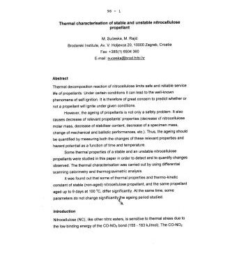 خرید و دانلود نسخه کامل کتاب Thermal characterisation of stable and unstable nitrocellulose propellant