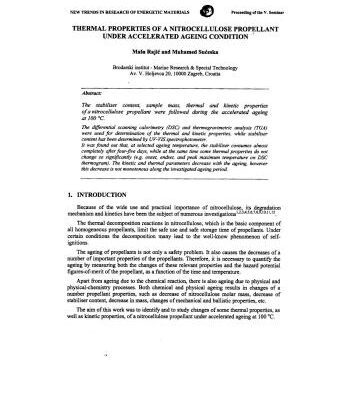 خرید و دانلود نسخه کامل کتاب Thermal properties of a nitrocellulose propellant under accelerated ageing condition