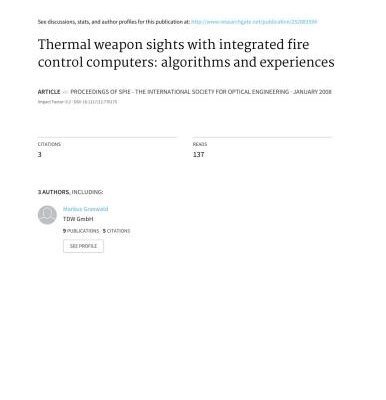 خرید و دانلود نسخه کامل کتاب Thermal weapon sights with integrated fire control computers: algorithms and experiences