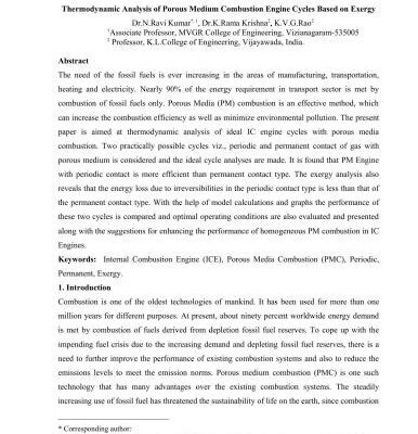 خرید و دانلود نسخه کامل کتاب Thermodynamic Analysis of Porous Medium Combustion Engine Cycles Based on Exergy