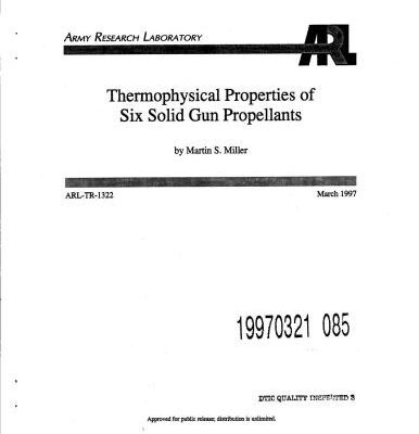 خرید و دانلود نسخه کامل کتاب Thermophysical properties of six solid gun propellants