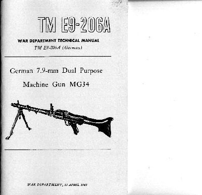خرید و دانلود نسخه کامل کتاب TM E9-206A. German 7.9-mm Dual Purpose Mashine Gun MG34