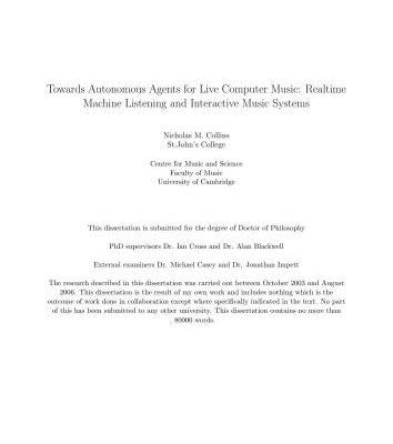 خرید و دانلود نسخه کامل کتاب Towards Autonomous Agents for Live Computer Music. Realtime Machine Listening and Interactive Music Systems (dissertation)
