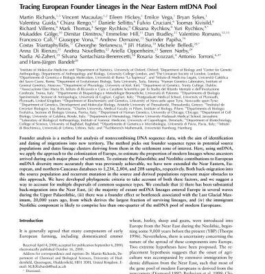 خرید و دانلود نسخه کامل کتاب Tracing European Founder Lineages in the Near Eastern mtDNA Pool