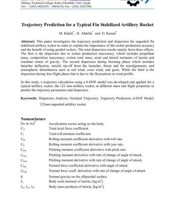 خرید و دانلود نسخه کامل کتاب Trajectory prediction for a typical fin stabilized artillery rocket