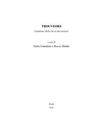 خرید و دانلود نسخه کامل کتاب Trouveors : Database della lirica dei trovieri