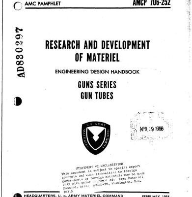 خرید و دانلود نسخه کامل کتاب U.S. Army Materiel Command pamphlet – Engineering design handbook. Guns series. Gun tubes. AMCP-706-252