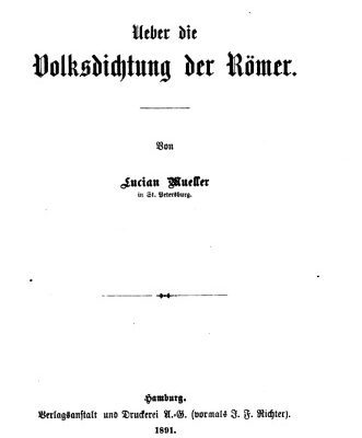 خرید و دانلود نسخه کامل کتاب Über die Volksdichtung der Römer