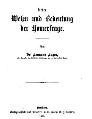 خرید و دانلود نسخه کامل کتاب Über Wesen und Bedeutung der Homerfrage
