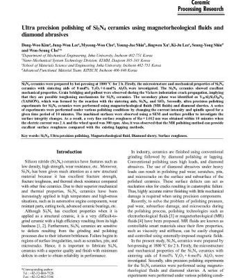خرید و دانلود نسخه کامل کتاب Ultra precision polishing of Si3N4 ceramics using magnetorheological fluids and diamond abrasives