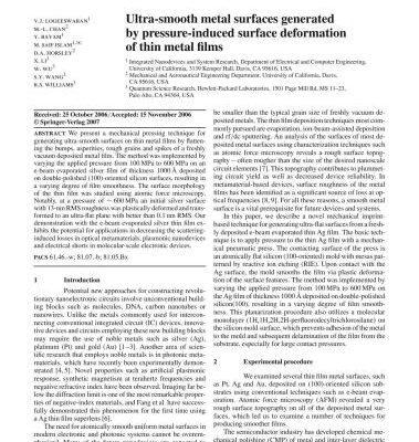 خرید و دانلود نسخه کامل کتاب Ultra-smooth metal surfaces generated by pressure-induced surface deformation of thin metal films
