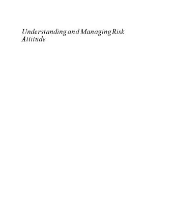 خرید و دانلود نسخه کامل کتاب Understanding And Managing Risk Attitude