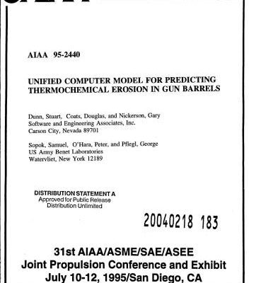 خرید و دانلود نسخه کامل کتاب Unified computer model for predicting thermochemical erosion in gun barrels